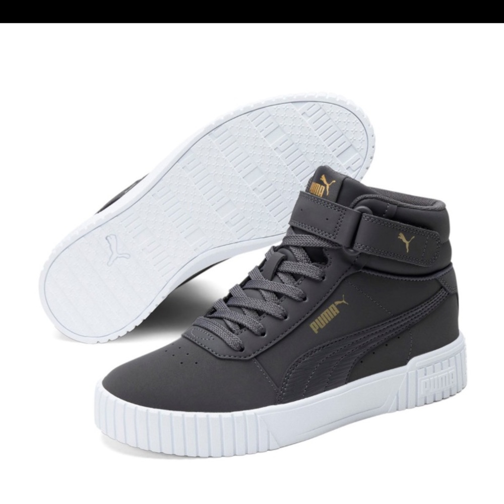 Puma Black and Gold Sneakers with Retro Basketball Style